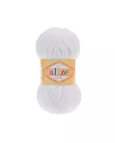 Нитки Alize Softy, Білий №55 Нитки Alize Softy, Білий №55