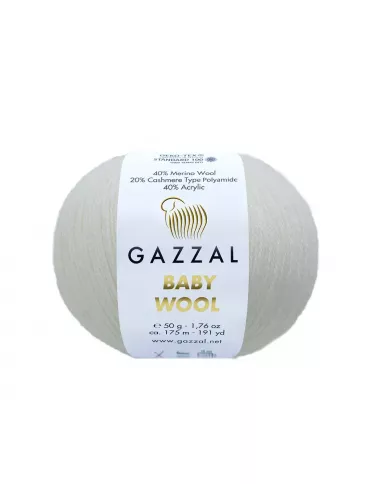 Нитки Gazzal Baby Wool, Білий №801 Нитки Gazzal Baby Wool, Білий №801