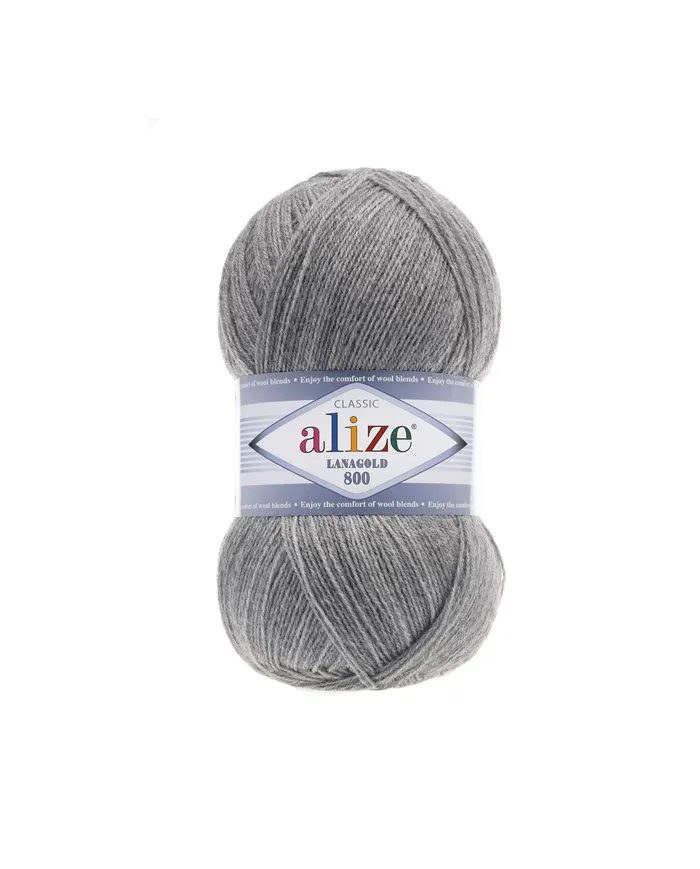 Alize LanaGold 800 , Сірий меланж №21