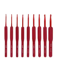 Набір гачків червоних з силіконовою ручкою, 9 шт.