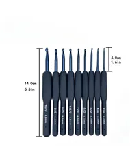 Набір гачків чорних з силіконовою ручкою, 9 шт.