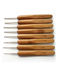 Набір тонких гачків з бамбуковою ручкою, 8 шт.