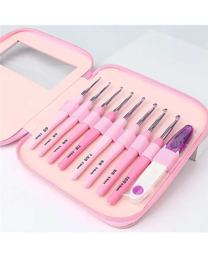 Набір рожевих гачків з кусачками у чохлі, 8 гачків