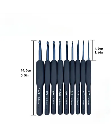 Гачок чорний з силіконовою ручкою, 2 мм