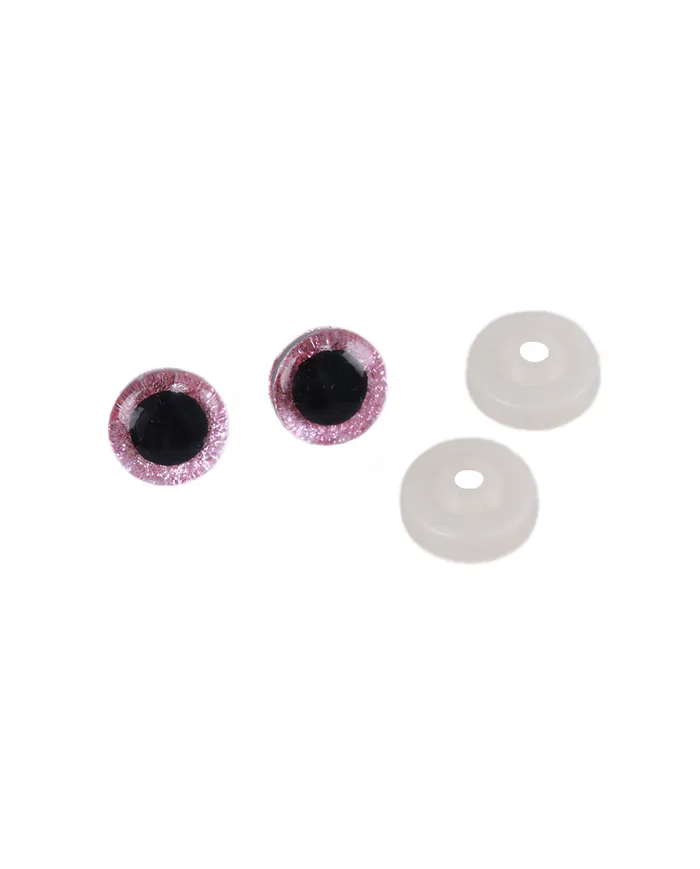 Очі для іграшок із заглушками і райдужною оболонкою, 10 мм, рожеві, пара