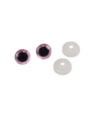 Очі для іграшок із заглушками і райдужною оболонкою, 14 мм, рожеві, пара