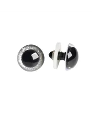 Очі для іграшок із заглушками і райдужною оболонкою, 14 мм, сріблясті, пара