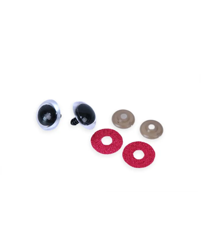 Очі для іграшок із заглушками і райдужною оболонкою, 14 мм, червоні, пара