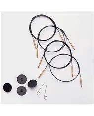 Поворотний кабель чорний (золотий коннектор) с нейлоновим покриттям 76см для створення кругових спиць довжиною 100см KnitPro