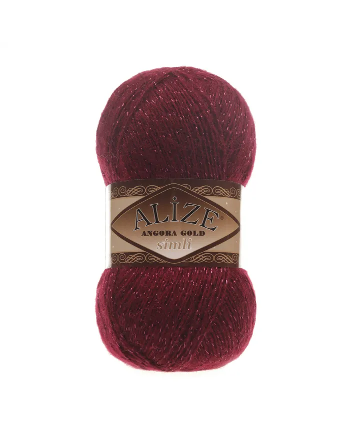 Alize Angora Gold Simli,57, бордовий