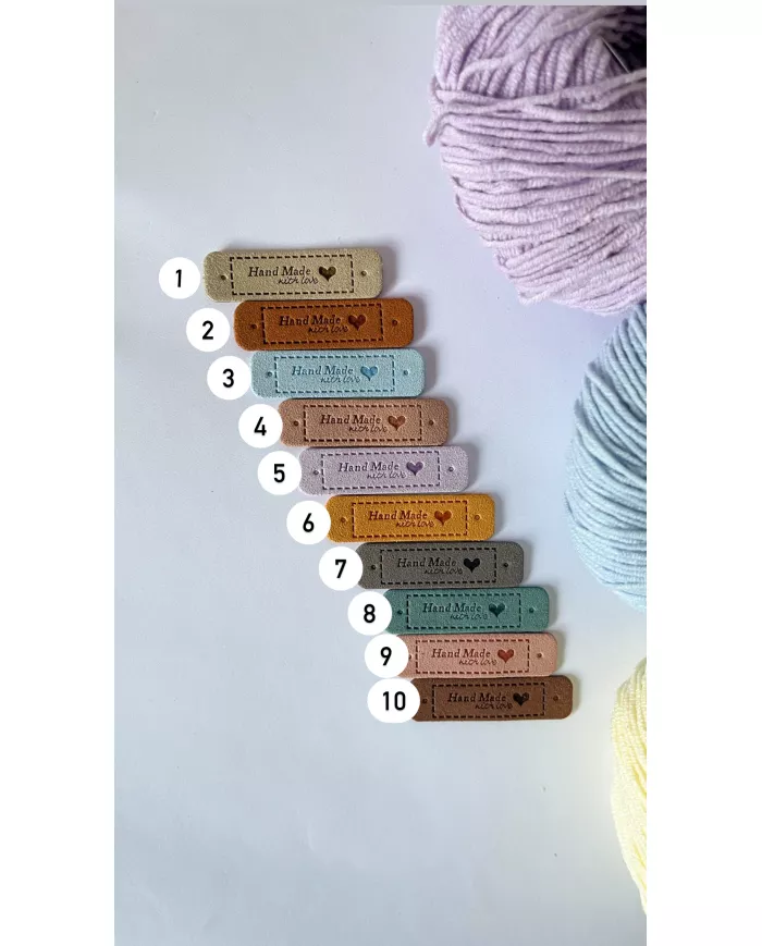 Бірка замшева "Hand made with love", 5,5х1,5 см