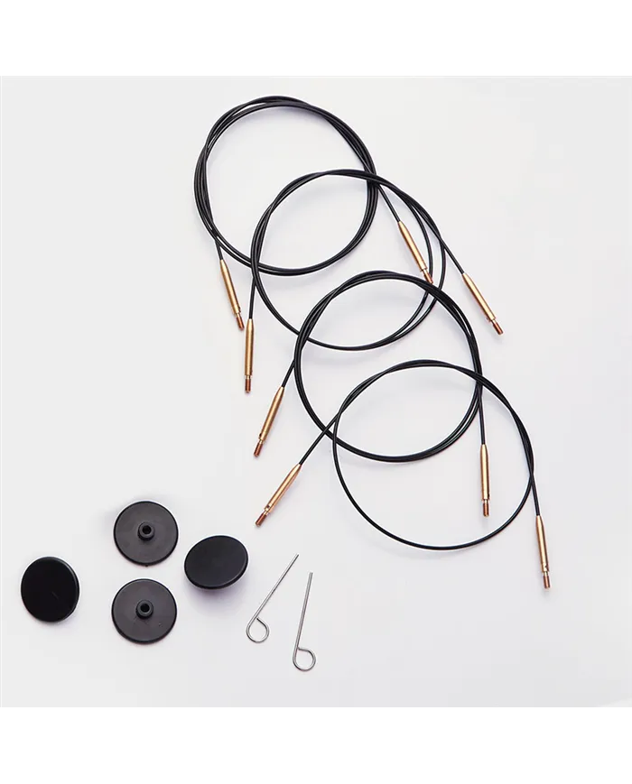 Кабель чорний 20 см для створення кругових спиць довжиною 40 см KnitPro
