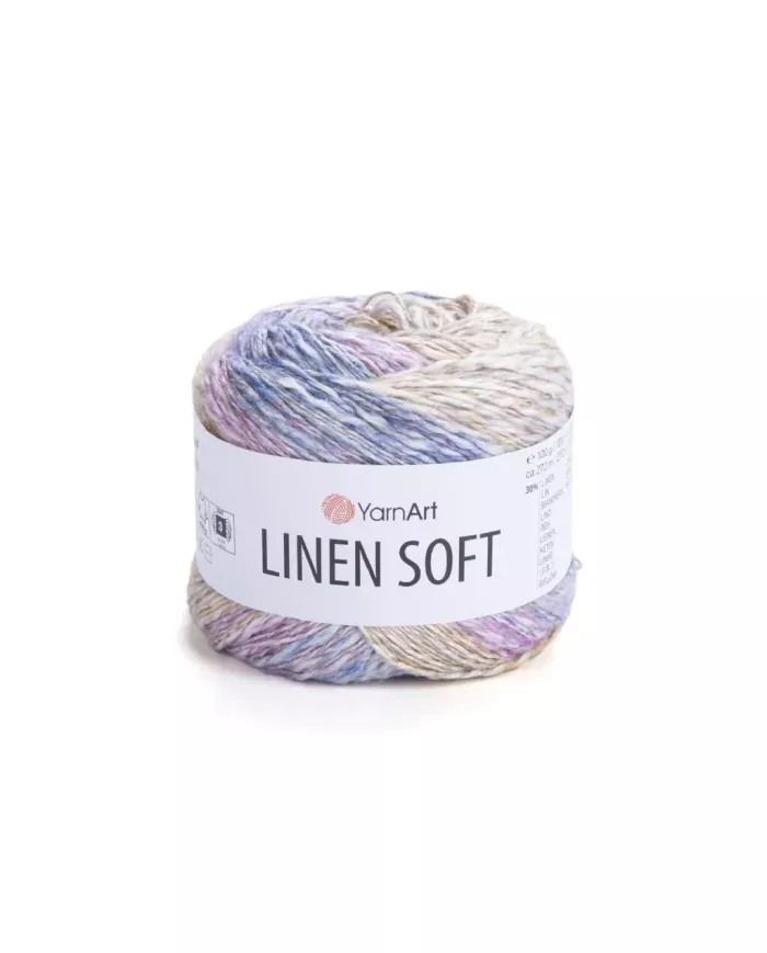 YarnArt Linen soft, 7404, молочно-бузково-рожевий меланж