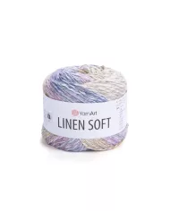 YarnArt Linen soft, 7404, молочно-бузково-рожевий меланж