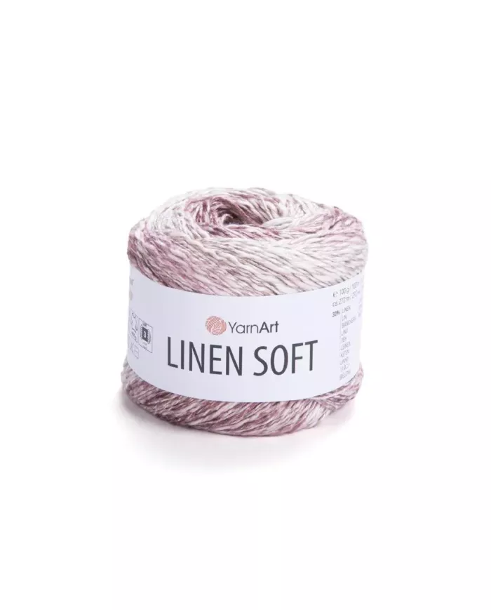 YarnArt Linen soft, 7405, рожево-бузковий меланж