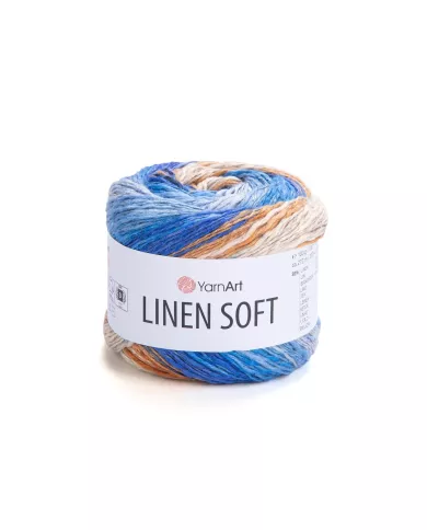 YarnArt Linen soft, 7411, блакитно-сіро-бежевий меланж YarnArt Linen soft, 7411, блакитно-сіро-бежевий меланж