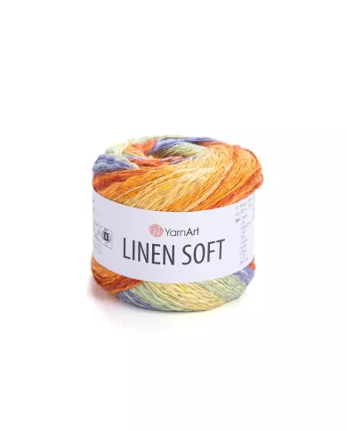 YarnArt Linen soft, 7412, жовто-салатно-синій меланж YarnArt Linen soft, 7412, жовто-салатно-синій меланж