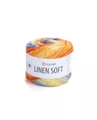 YarnArt Linen soft, 7412, жовто-салатно-синій меланж