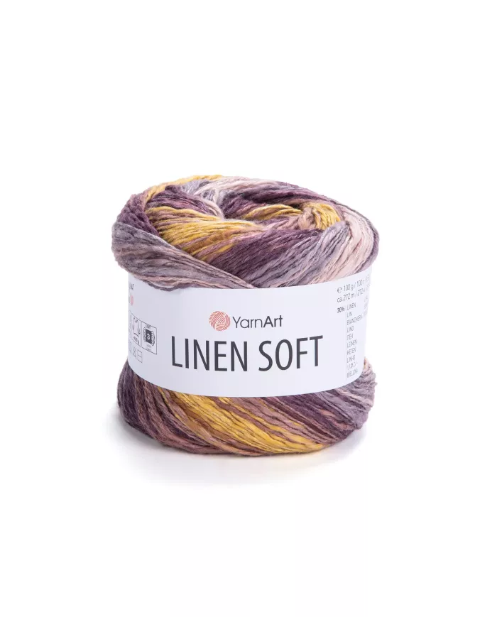 YarnArt Linen soft, 7415, золото-шоколадно-бежевий меланж