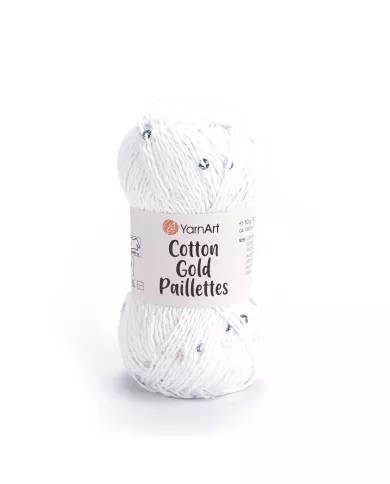 YarnArt Cotton Gold Paillettes, 7102, білий YarnArt Cotton Gold Paillettes, 7102, білий