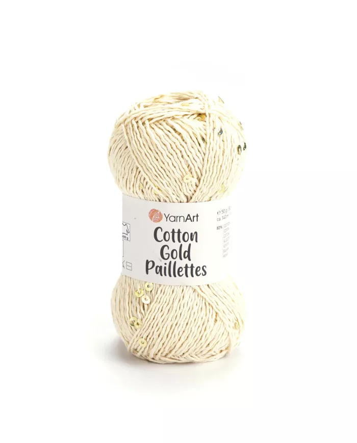 YarnArt Cotton Gold Paillettes, 7103, бежевий