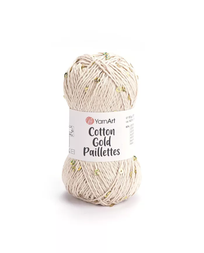 YarnArt Cotton Gold Paillettes, 7104, беж