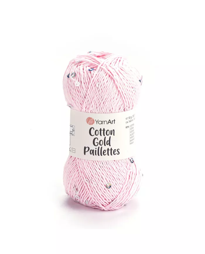 YarnArt Cotton Gold Paillettes, 7107, світло-рожевий