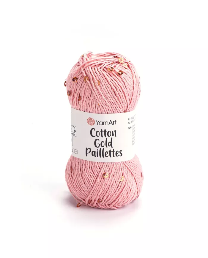 YarnArt Cotton Gold Paillettes, 7108, кораловий