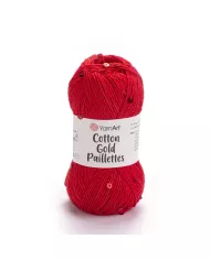 YarnArt Cotton Gold Paillettes, 7115, червоний