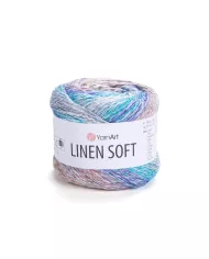 YarnArt Linen soft, 7402, блакитно-рожевий меланж