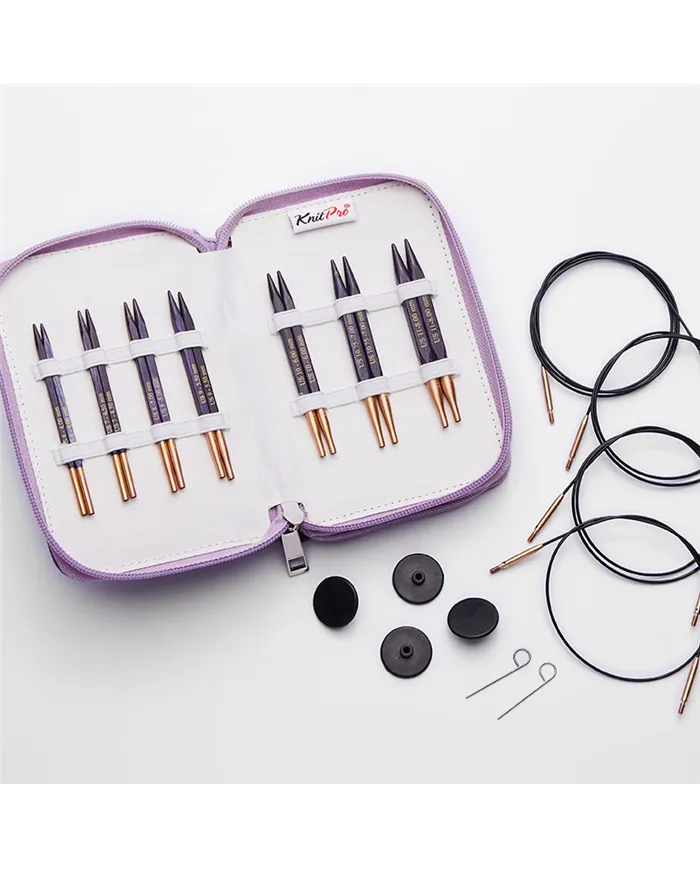 Набір коротких дерев’яних знімних спиць Deluxe Jadore Cubics KnitPro