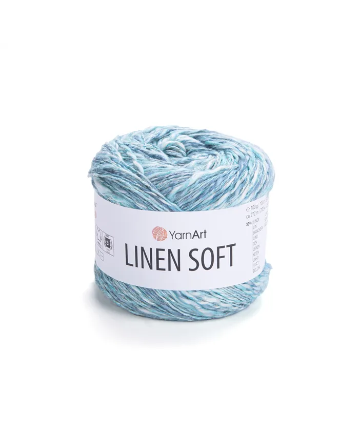 YarnArt Linen soft, 7408, блакитно-сірий меланж