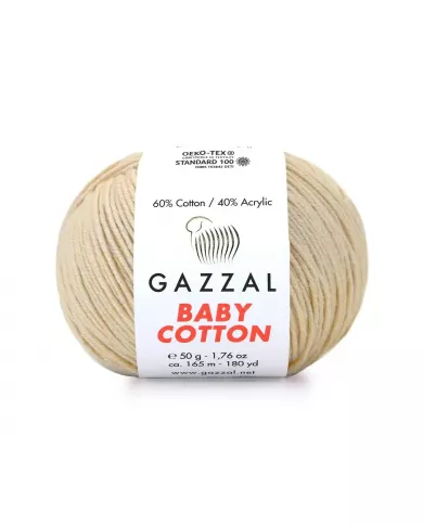 Нитки Gazzal Baby Cotton, Крем №3445 Нитки Gazzal Baby Cotton, Крем №3445