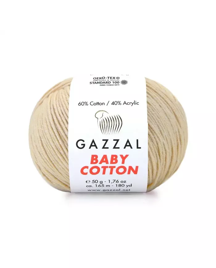Нитки Gazzal Baby Cotton, Крем №3445
